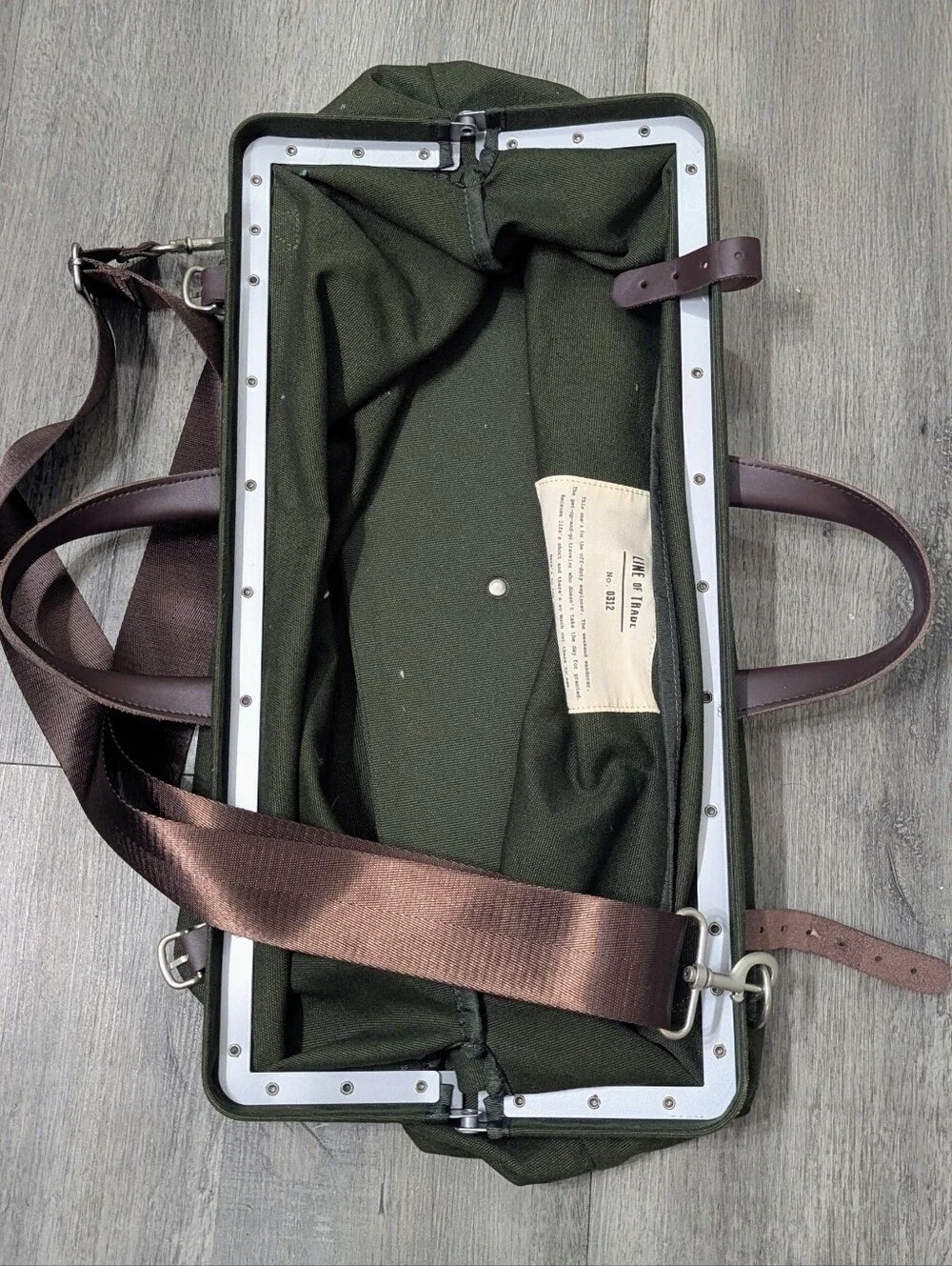 Line of Trade Olive Green Canvas Weekender with Brown Trim